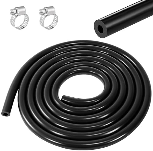 Heveer Manguera de Silicona Manguera de Vacío Manguera de Vehículo de Motor 3m con 2 Abrazaderas para Motor Automotriz Negro ID 10mm-OD 16mm