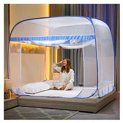 BCATTAW Zanzariera per Letto Baldacchino per Letto Zanzariera Automatica Anti-Caduta Crittografia con Cerniera Quadrata Superiore Rete Anti-zanzariera a Filo Pieghevole (Colore : D, Dimensioni : 1.5