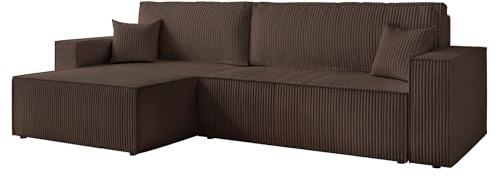 IDOHOME Ecksofa XL mit Schlaffunktion und Bettkasten 276 x 145 cm | 276 x 145 x 79 cm, Kiefernholz und MDF, Hoher Sitzkomfort, Flexible Ottomane, Wohnen und Schlafen, Integrierter Bettkasten