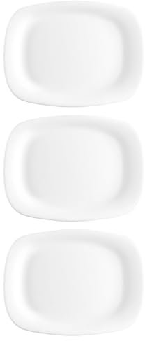 Tradineur - Pack de 3 bandejas rectangulares de Vidrio Opal, Modelo Parma, Elegantes, vajilla de Cocina, aptas para lavavajillas (Blanco - 21,7 x 16,3 cm)