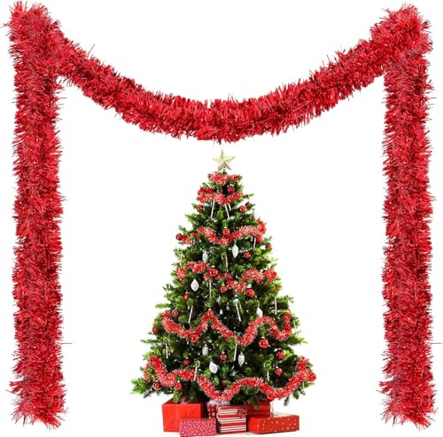 10 Piezas x 2M Espumillón de Navidad, Scintillante Guirnaldas Navidad, Guirnalda Espumillón de Navi-Dad, Espumillon Arbol Navi-Dad Decoración Navideña Adorno Escalera Chimenea Pared