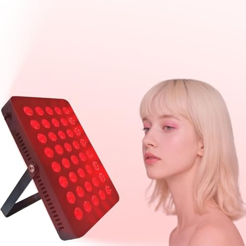 Infrarot-nahe Rotlichttherapielampe, 80 W, 660 nm und 850 nm, Wellenlängen 40 LED mit einstellbarer Helligkeit und Timer, rotes Licht-Panel mit kompletter Brille