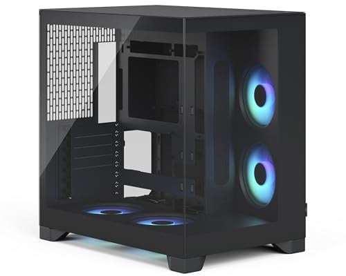 Fractal Design Pop 2 Vision Black RGB Panoramic Glass PC Gaming Case - Dual-Chamber Layout - Four Reverse Fans Included – Reverse Connector & ATX/E-ATX/mATX/ITX