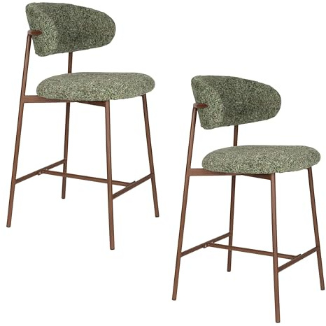 Housecraft living Claes Barhocker mit Rückenlehne 65 cm Grün - 2 er Set
