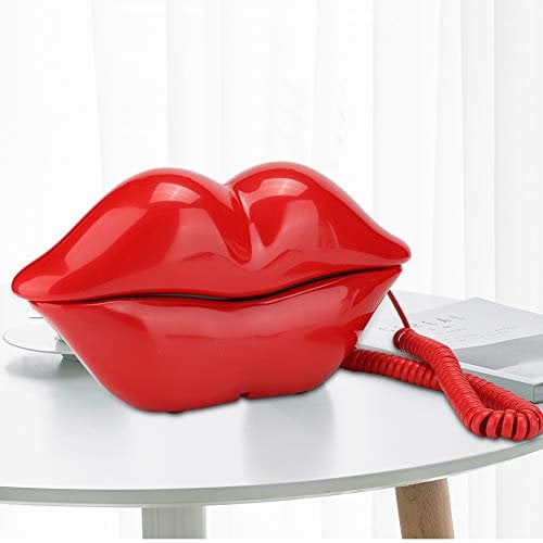 Neuheit Lippen Telefon Festnetztelefone für Zuhause, Red Mouth Telefon Wired Sexy Lip Phone Cartoon Shaped Real Corded für Home Hotel Büro Dekoration(rot)