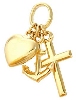 NKlaus Glaube Liebe Hoffnung 585 14Karat Gold gelbgold 11mm klein Kinder Kettenanhänger 9095