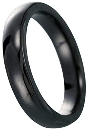 PAURO Damen Ring Keramik 4Mm Comfort Fit Hochzeitsband Einfachen Poliert Schwarz Größe 62