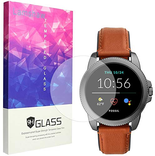 LvBU Pellicola protettiva compatibile con smartwatch Fossil Gen 5E, durezza 9H, pellicola protettiva in vetro temperato per smartwatch Fossil da uomo Gen 5E, 3 Pack, cinghie