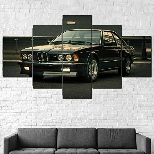 IIIUHU Bilder Abstrakt 5 Teilig Wandbild XXL BMW M-Serie E24 CSi M635 Auto Leinwand Bild Wandbilder Wohnzimmer Wohnung Kunstdrucke Modern Wandbilder Design Abstrakt Poster Wanddekoration