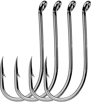 Dyxssm 200 Stück/Lose Octopus Angelhaken Offset Kreis Angelhaken Schwarz Hartstahl Starke Widerhaken Fischhaken für Süßwasser Salzwasser (1/0# (200 Stück))