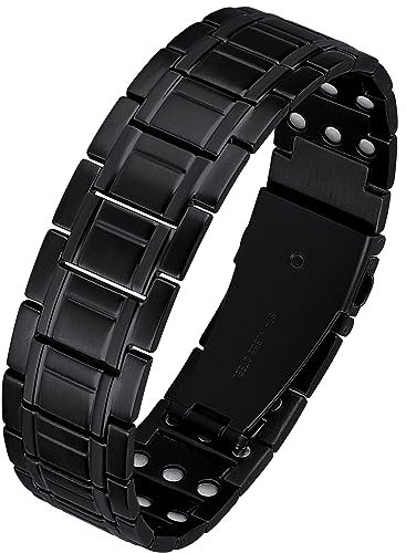 Jeracol Magnetarmband Herren, Titanstahl Magnet Armband Heilung Herren mit Ultra-Stärke von 3500 Gauss-Magneten, verstellbares Armband mit Entfernungswerkzeug und Schmuck-Geschenkbox