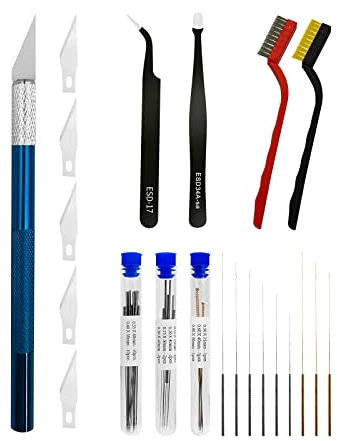 TIOPY 42Pcs Kit de nettoyage de buse pour imprimante 3D, 0.15/0.20/0.25/0.30/0.35/0.4/0.5/0.6/0.8 mm Aiguilles,buse Extrudeuse pour imprimante 3D Extrémité chaude Brosse de nettoyage, pour bambu lab