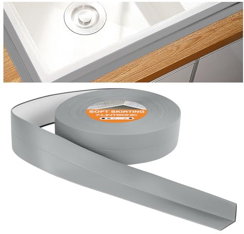 flintronic Sigillante Impermeabile, 20m / 38mm Battiscopa Morbido PVC Sigillante Autoadesivo Nastro, Impermeabile, Antiolio e Antimuffa Utilizzato per Piastrelle da Cucina/Bagno, etc