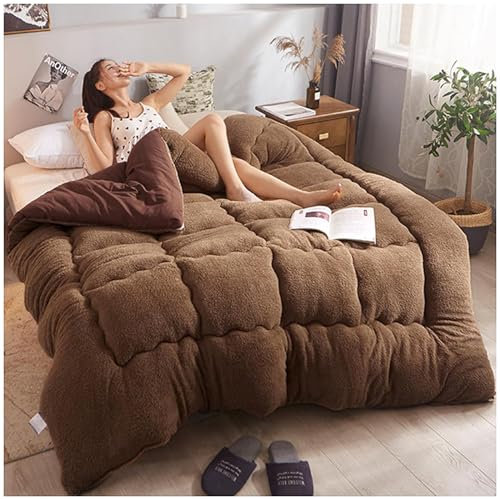 GOFOHIMI Lammsamt-Winterdecke, superweich, warm, Lamm-Kaschmir-Kern, Flauschige Fleece-Dicke Bettdecke, Wolle, Herbst und Winter, verdickte warme Geschenkdecke,E,220x240cm(5kg)