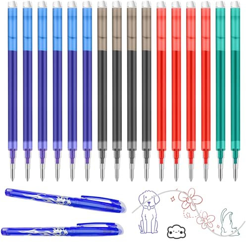 16stk Ersatzmine 0,7mm(6 Blau,4 Schwarz,4 Rot und 2 Grün),Stift Ersatzminen,Ersatzminen Nachfüllminen für Pilot Frixion,Kompatibel mit Pilot FriXion,für Bürobedarf Schulsachen Studenten