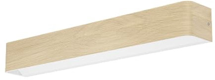 EGLO LED Wandleuchte Sania 6, Up und Down Leuchte, Wandlampe aus Metall in heller Holz-Optik, Bad Spiegellampe, Badezimmer und Flur Lampe, warmweiß, IP44