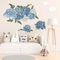 astylishome Wandtattoo Pflanzen Wandaufkleber XXL Blau Schmetterling Blumen Wandsticker Wandbild Bilder Wohnzimmer Schlafzimmer Deco Fototapete Selbstklebend 0313