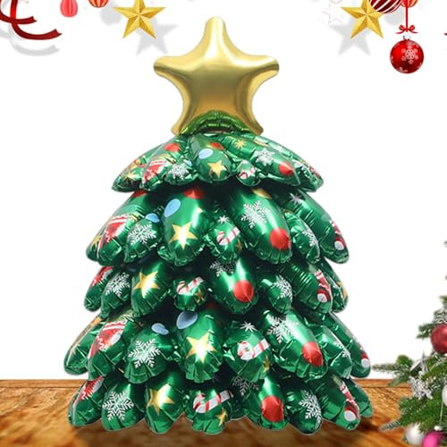 Hqunjikp Weihnachtsbaum-Folienballons – große Feiertagsdekorationen, 4D-Weihnachtsbaum-Ballon, Festival-Requisiten für den Außenbereich, Hof und Zuhause