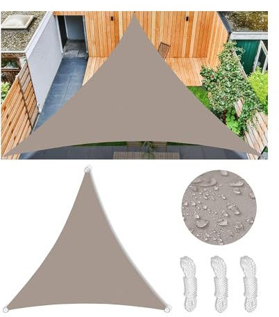 Tenda a Vela Parasole Vela Ombreggiante Triangolare Impermeabile Tenda a Vela Giardino Protezione UV 98% Tende da Sole con Corda di Nylon e Anello D per Esterno Giardino 3x3x3M