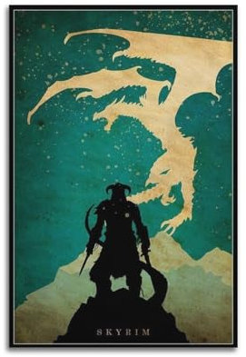VBHEJRNE The Elder Scrolls V Skyrim Videospiel-Poster, dekorative Malerei, Leinwand, Wandposter und Kunstdruck, moderne Familienschlafzimmer-Dekoration, Poster, 20 x 30 cm