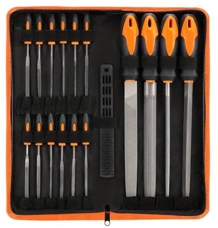 SdaryWare Chisels, 18Pcs Files And Rasp Set for Metal Wood Plastic Etc Quality Metal File Tool Set with Case - 4Pcs Flat/Triangle/Half-Round/Round Files And 14Pcs Precision Files