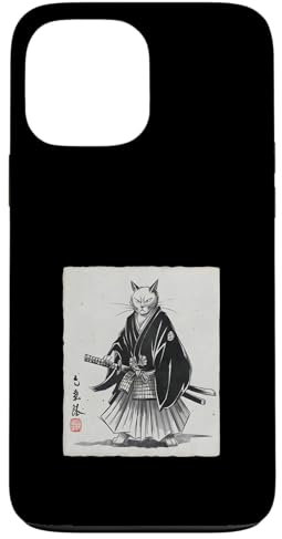 Samurai Cat Ukiyo-e Ink Art – Japanese Warrior with Katana Case for iPhone 13 Pro Max