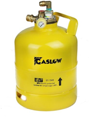 ZaTeChS LPG Campinggas Gasflasche 2.7kg + 1,5m Schlauch 3/4 mit DISH Tankanschluss & ACME 10mm Adapter – Set für legales Tanken im Wohnmobil, Camper & Grillen