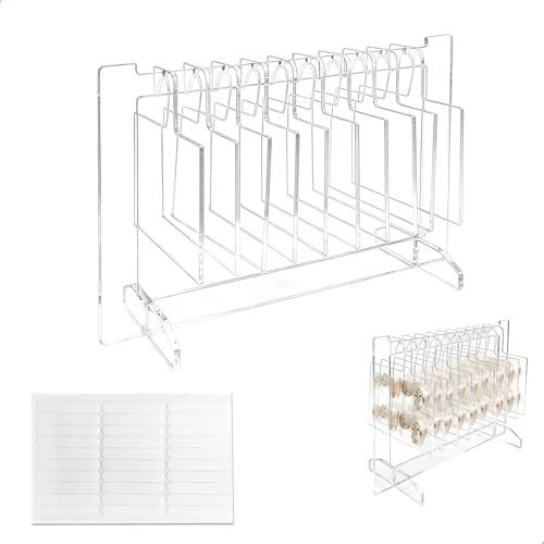 Support Ongle, Nail Art Display avec 10 Supports, Ongles Press On, Nuancier Ongles en Acrylique Transparent pour Accessoire Ongles Nail Art, 19x6.5 cm