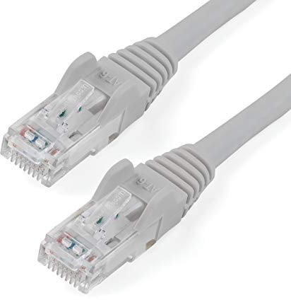 StarTech.com Cable Ethernet CAT6 de 20 pies, Cable Ethernet Cat 6 Gigabit Gris -650 MHz 100 W PoE++ RJ45 UTP categoría 6 Cable de conexión/Red sin enganches con Alivio de tensión Probado por Fluke