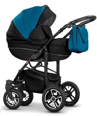 dein-babylädchen Kinderwagen-Set Craft Eco 2 in 1 inkl. Sportsitz und Zubehör in Black, Petrol