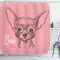 ABAKUHAUS Hund Duschvorhang, Mädchen Chihuahua Sketch Wörter, Stoffliches Gewebe Badezimmerdekorationsset mit Haken, 175 x 220 cm, Armeegrün Hellrosa