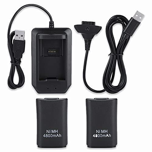 Hakeeta - Batería Recargable de 4800 mAh para Cargador Xbox 360 en Juego con Cable USB y Base de Carga