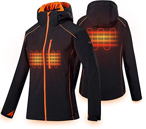 CONQUECO Heated Jacket Body Wamer: Electric Windproof & Waterproof Jacket with 10000 mah Battery Pack - 3 Heating level for Sports & Outdoor (S, Women)