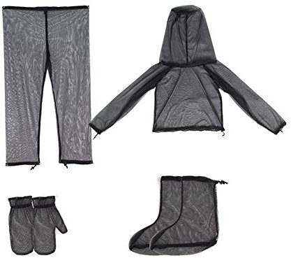 KOSSJAA Moskitoanzug mit Jacke und Hose Mückenschutz Männer Kleidung mit für Angeln Camping Outdoor Net Mesh Handschuhe (Moskito Anzug, S/M)
