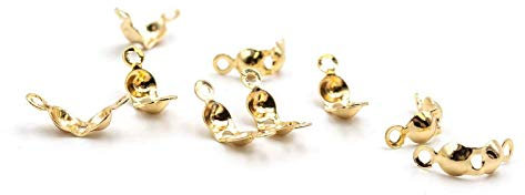 Vintageparts Quetschkalotten mit 18k Goldbeschichtung 3mm 10 Stück zum Schmuck selber basteln