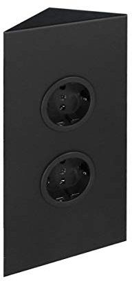 Eck-Energiebox 2-Fach Schwarz matt für die Eckmontage/Ecksteckdosen/Steckdosenleiste