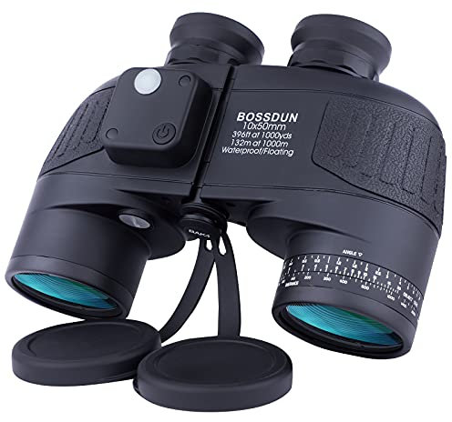 Marine Fernglas 10x50 wasserdicht mit Kompass & Entfernungsmesser, Militärfernglas HD, beschlagfreies Sea Ocean Fernglas für Erwachsene Segeln Kreuzfahrten Bootfahren, Angeln, Vogelbeobachtung, Safari