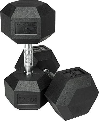 HQ Germany® Hexagon Hanteln 22,5kg 2 Stück | Geruchsarm, ±1,5% Gewichtstoleranz | 22,5kg Hantel, 22,5 kg hanteln 2er Set, Kurzhantel, Dumbbell, 22,5 Kilo Hantel Set, Hantelset Hexagon
