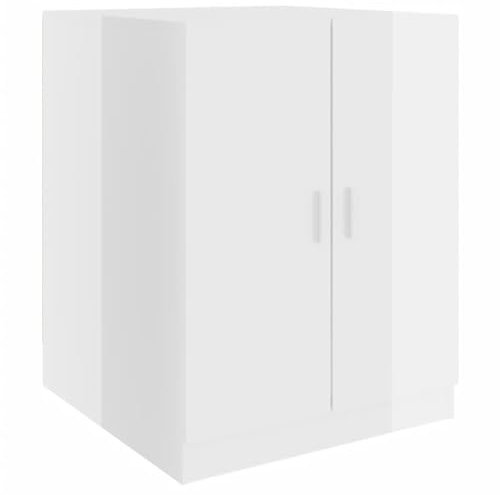 vidaXL Meuble pour Machine à Laver, Armoire de Machine à Laver avec Rangement, Meuble pour Lave-Linge de Salle de Bain Buanderie, Blanc Brillant