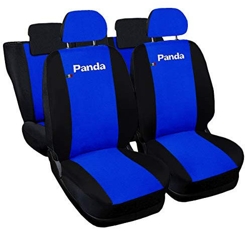 Lupex Shop Autositzbezüge, kompatibel mit Panda, zweite Serie (Modell 169), vollständige Version, königsblau, schwarz, Set für Vordersitze und Rücksitze, gesticktes Logo, Airbag-kompatibel