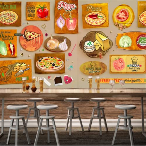 Papel De Pared De Pizza De Queso Personalizado, Hamburguesas 3D, Restaurante De Comida Rápida Occidental, Fondo De Pared, Mural, Papel Tapiz, Barra De Aperitivos 3D 430Cmx300Cm