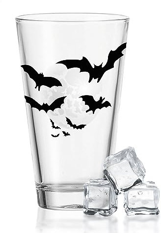 GRAVURZEILE Leonardo Wasserglas mit UV-Druck - Fledermausschwarm Design - Glas mit Halloween Motiv - Geschenk für Kinder Jungen & Mädchen - Gruselige Horror Party Dekoration zu Halloween