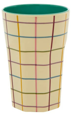 Tall Melamin Becher - Crème - Check Print