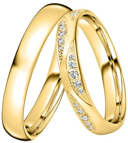 DOOSTI Trauring/Ehering/Partnerring - CHARM YELLOW Silber 925/- Silber Ring - hochwertiger Silberring Gelbgold vergoldet- Damen und Herren Variante - Mit Gratis Wunschgravur