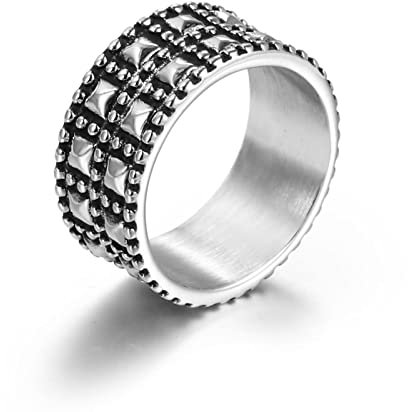 Aotiwe Schmuck Herren Ringe Silber, Ringe für Männer Quadratischer und Punktring Breite 10 mm Edelstahl Größe 60 (19.1)
