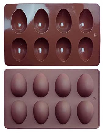Silicone Egg Pan with 8 Cavities - Easter Egg Container Egg Mould Ice Container | Chocolate Mould, Candy Mould, Trays, Muffin Truffle Mould and More Bread Baking Moulds Pologmase