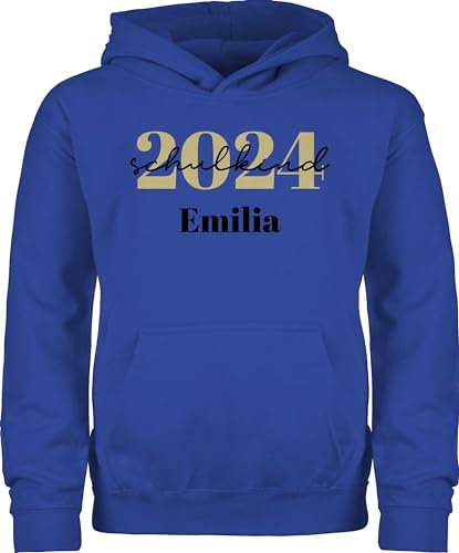 Kinder Hoodie Jungen Mädchen - Einschulung - Schulkind 2024 - Schreibschrift - 128 (7/8 Jahre) - Royalblau - einschulung-schulkind 1 schultag zum schulstart erste schuljahr