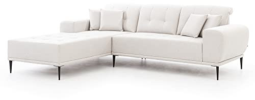 Lomadox Ecksofa mit Federkern in grau Recamiere re/li montierbar inkl. 4 Kissen, B/H/T ca. 256/85/194 cm
