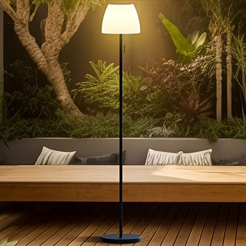 GGII Solar Stehlampe Outdoor, Helligkeit Dimmbar, Led Stehlampe Outdoor mit Lichtsensor, Stehleuchten Außen mit 2in1 Solarladung&USB Aufladung, Höhenverstellbar, Leicht Zusammen zu Bauen