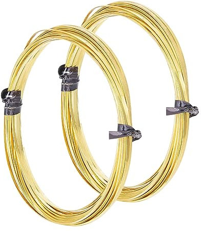 BENECREAT 2 Rolle 12m 34 Gauge Messing-Lünettendraht, 1mm Breiter Flacher Basteldraht Biegbarer Draht Bastel- Und Schmuckdraht Für Schmuckherstellung, Edelsteinverpackung
